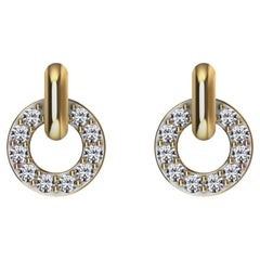 18 Karat Yellow GIA Diamond Hoop Dangle Earrings