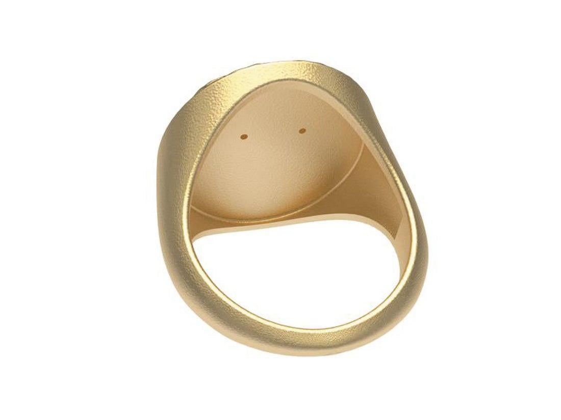 For Sale:  18 Karat Yellow  Diamond Lion Head Signet Ring 3
