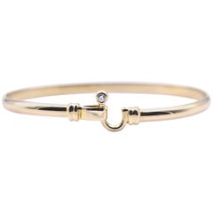 18 Karat Yellow Gold 0.06 Carat Diamond Bangle Bracelet