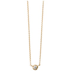 18 Karat Yellow Gold 0.1 Carat Diamond Necklace