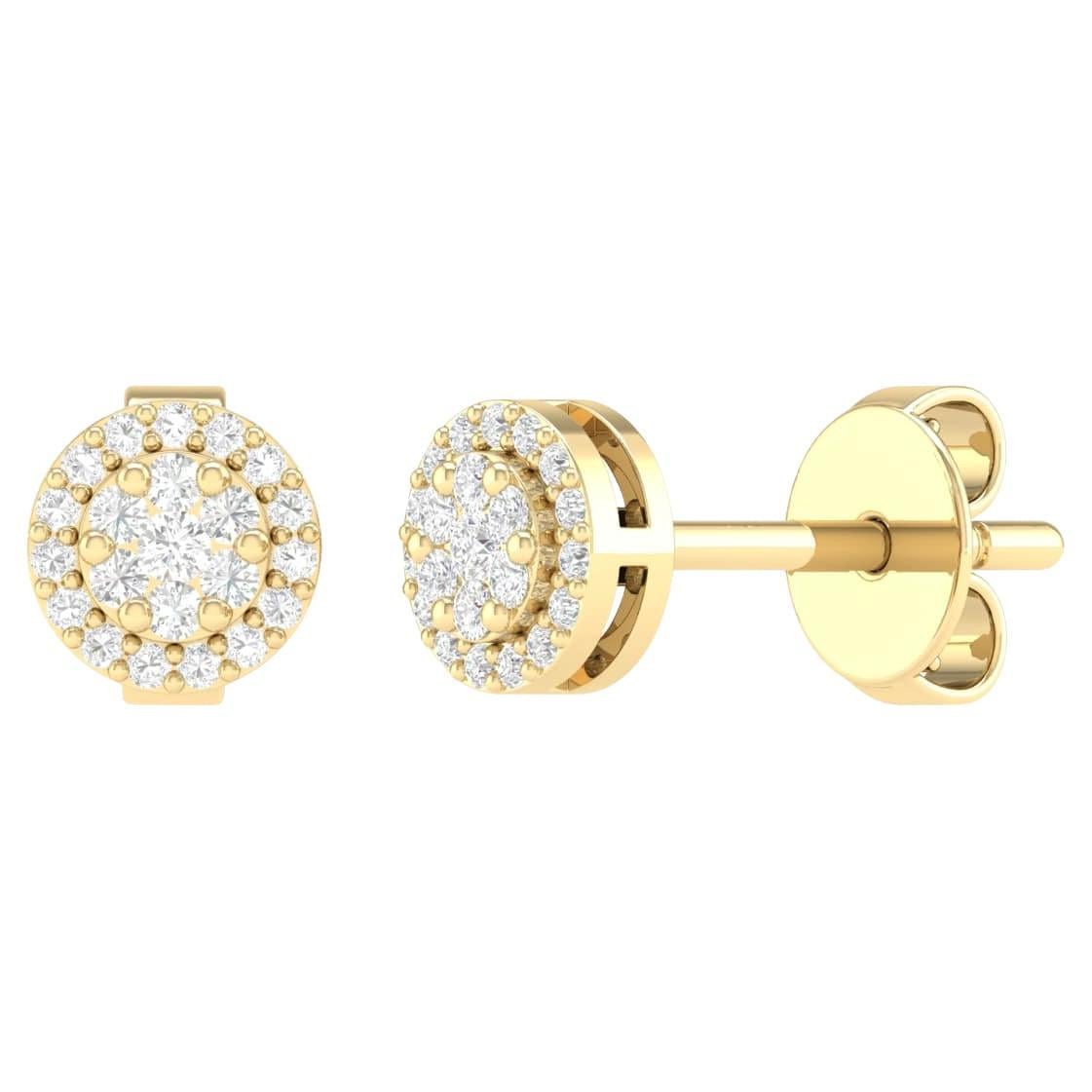 18 Karat Yellow Gold 0.19 Carat Diamond Cocktail Stud Earrings For Sale