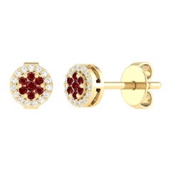 18 Karat Yellow Gold 0.19 Carat Ruby Cocktail Stud Earrings