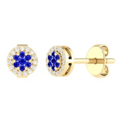 18 Karat Yellow Gold 0.19 Carat Sapphire Cocktail Stud Earrings