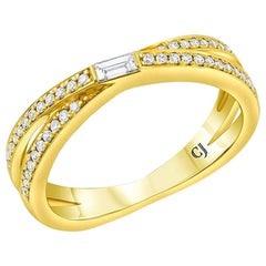 18 Karat Yellow Gold 0.23 Carat Total Weight Diamond Overlap "X" Ring