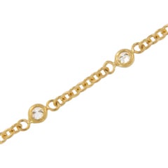 18 Karat Yellow Gold 0.24 Cttw Natural Diamond Chain Bracelet