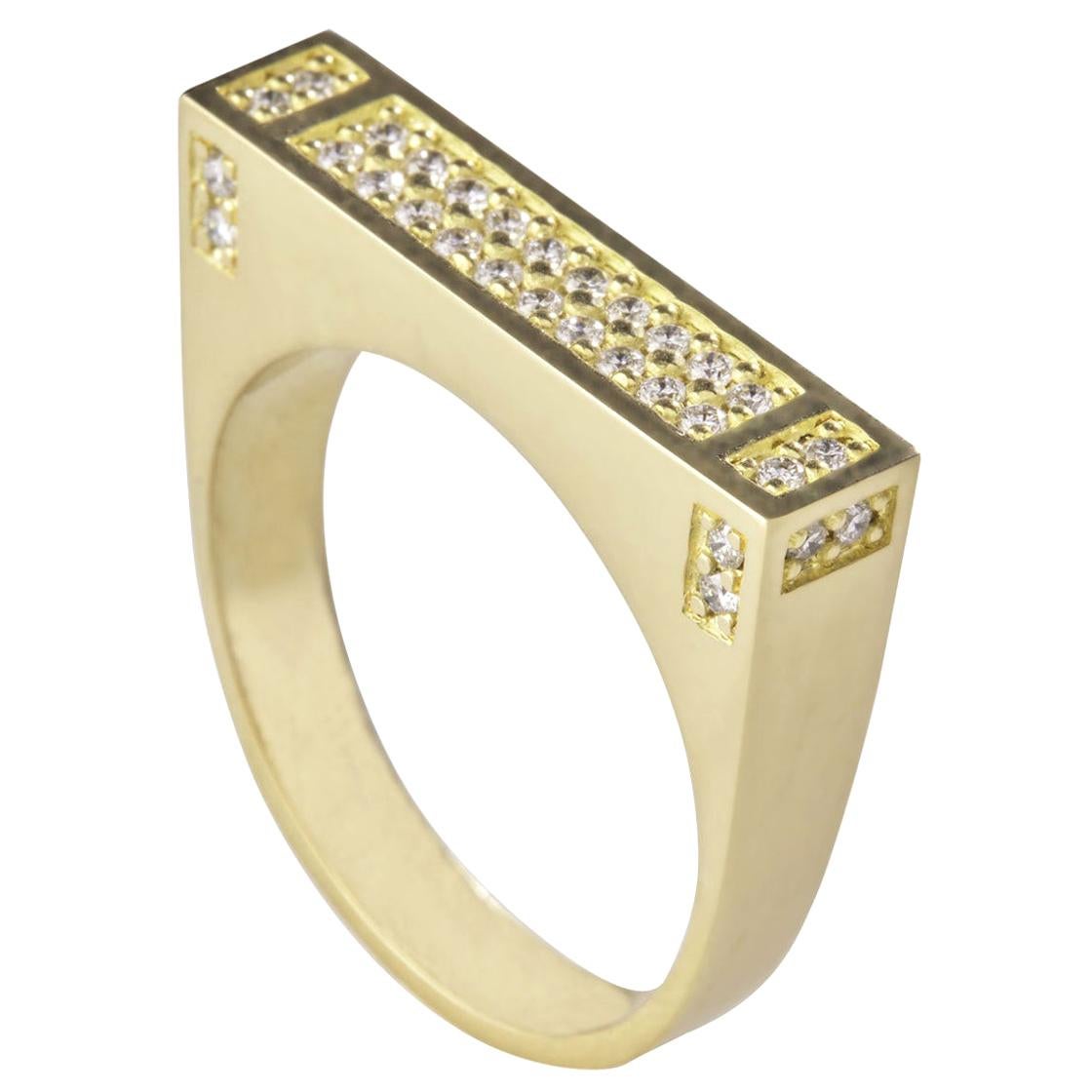 18 Karat Yellow Gold 0.26 Carat Diamond Pavé MLG 36 Ring. Sustainable Fine Jewel For Sale