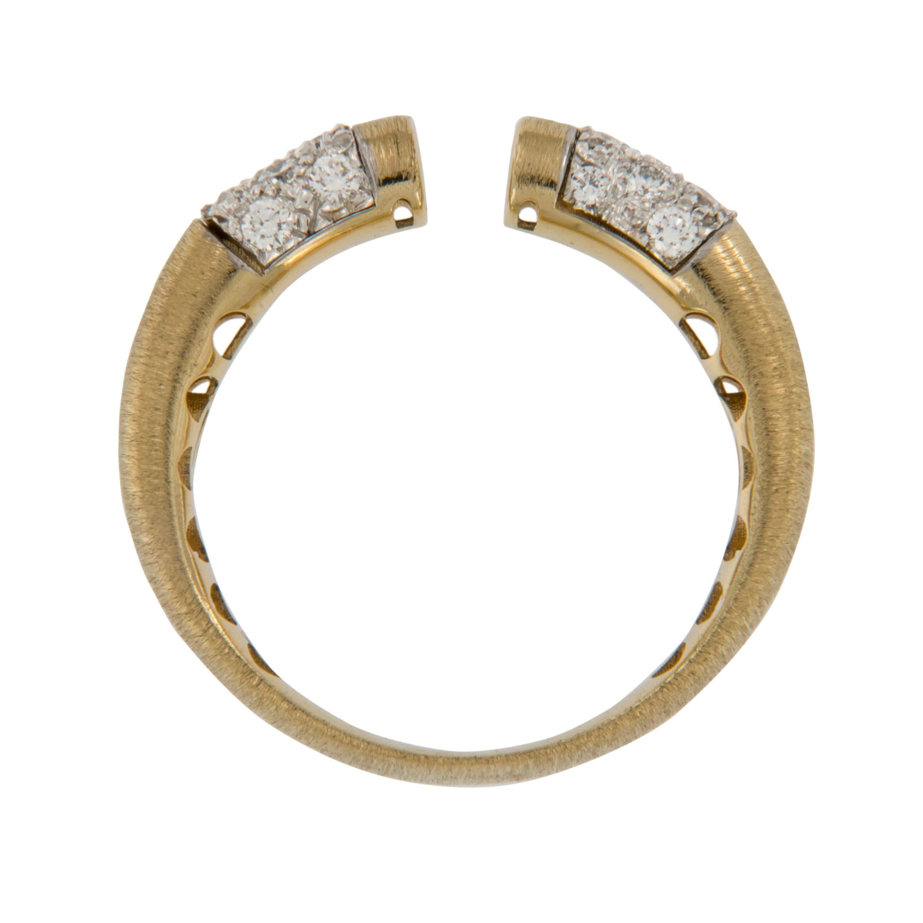 Contemporary 18 Karat Yellow Gold & 0.29 Cttw Diamond Open Design Ring For Sale