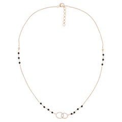 Collier de mariage en or jaune 18 carats, diamant 0,30 carat et perles noires