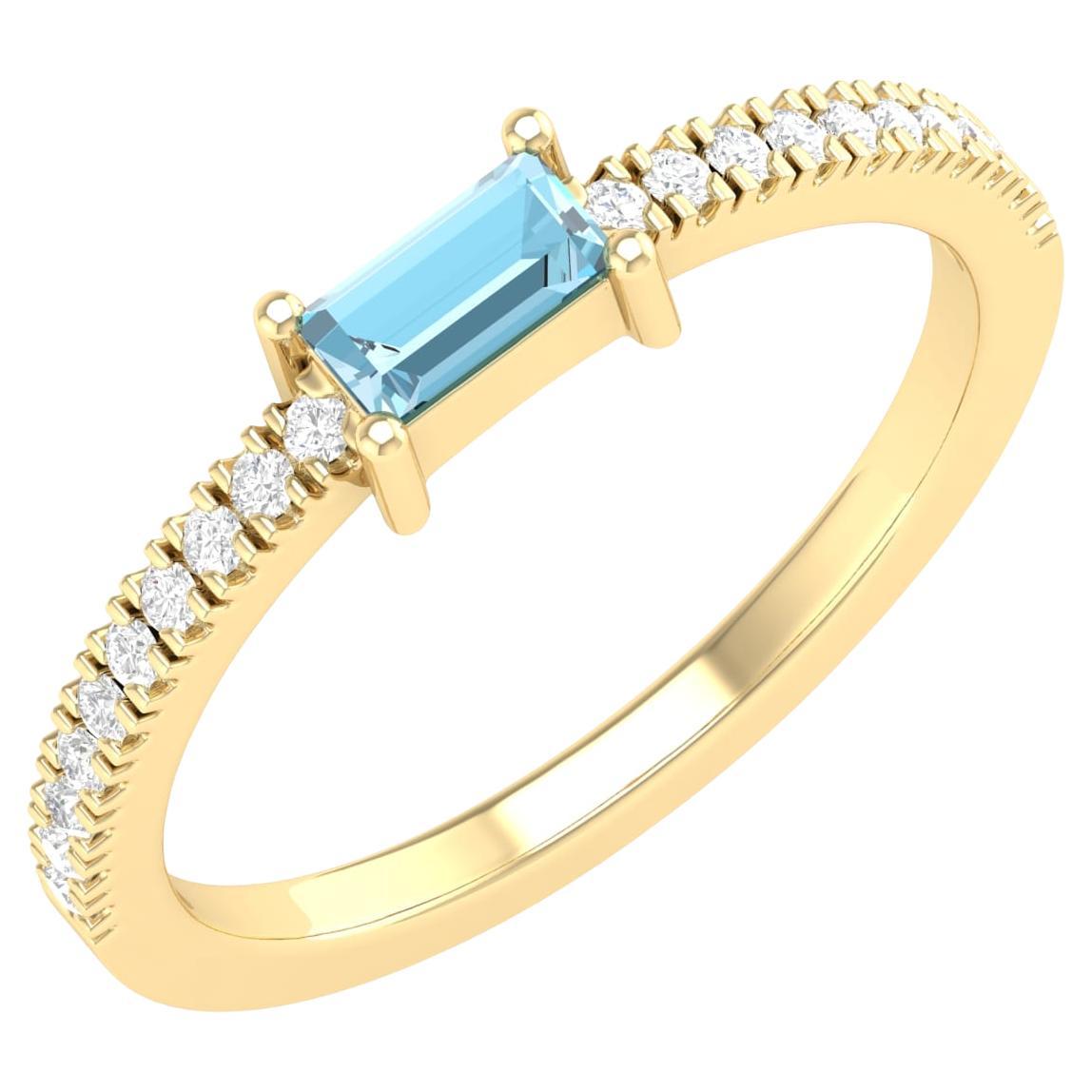 18 Karat Yellow Gold 0.4 Carat Aquamarine Infinity Band Ring For Sale