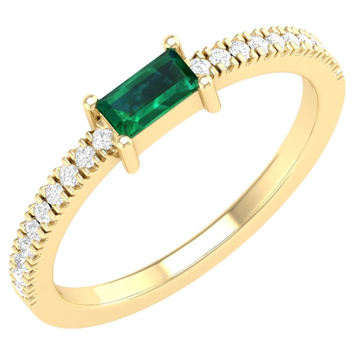 18 Karat Yellow Gold 0.4 Carat Emerald Infinity Band Ring For Sale