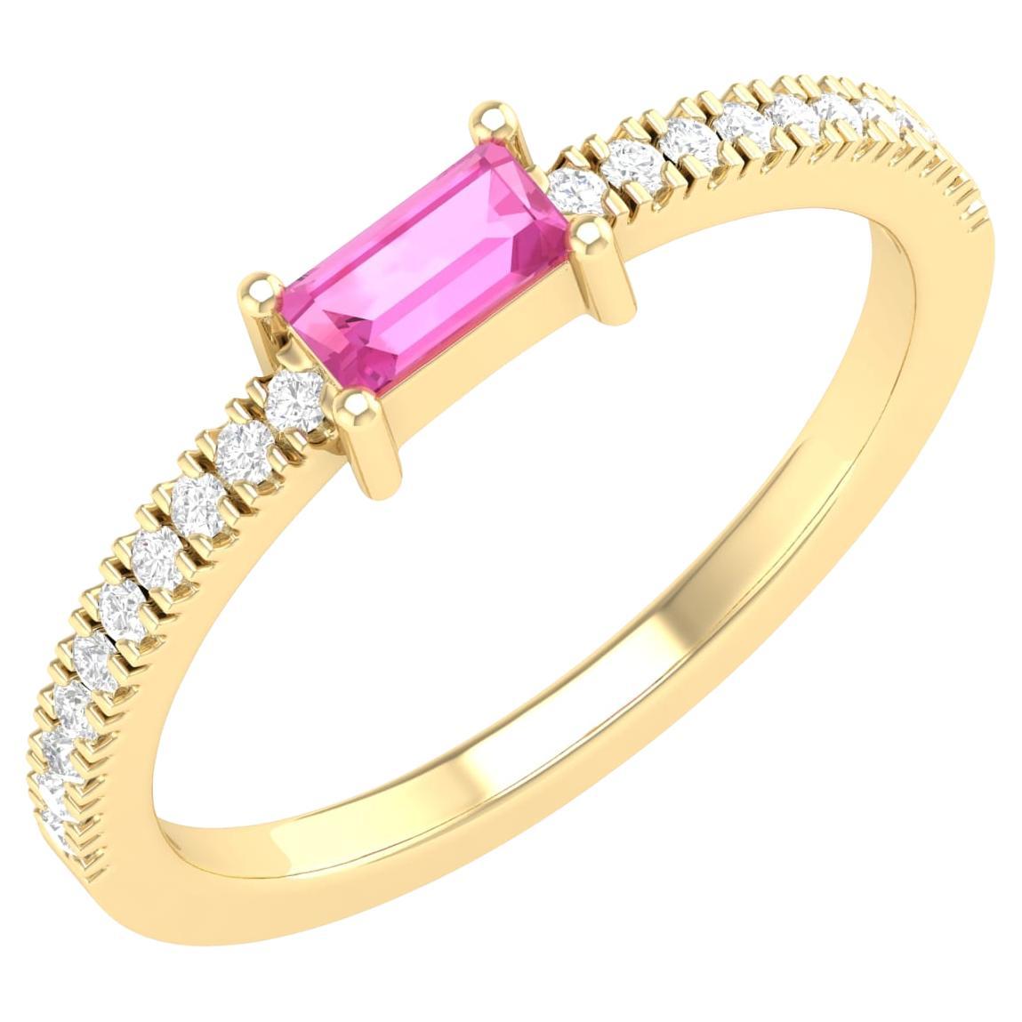 Bague à anneau infinie en or jaune 18 carats avec saphir rose de 0,4 carat en vente