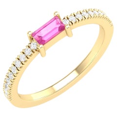 Bague à anneau infinie en or jaune 18 carats avec saphir rose de 0,4 carat