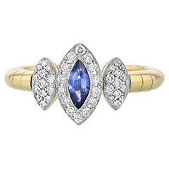18 Karat Yellow Gold 0.45 Carat Sapphire 0.29 Carat Diamond Ring