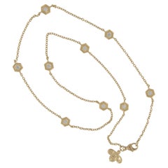 18 Karat Yellow Gold 0.50 Cttw Mini "B" Honeycomb Station Necklace by Gumuchian