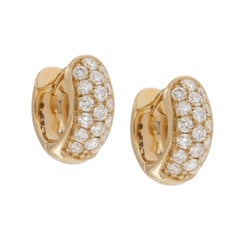 18 Karat Yellow Gold 0.48cttw Mini Pave' Diamond Huggy Hoop Earrings