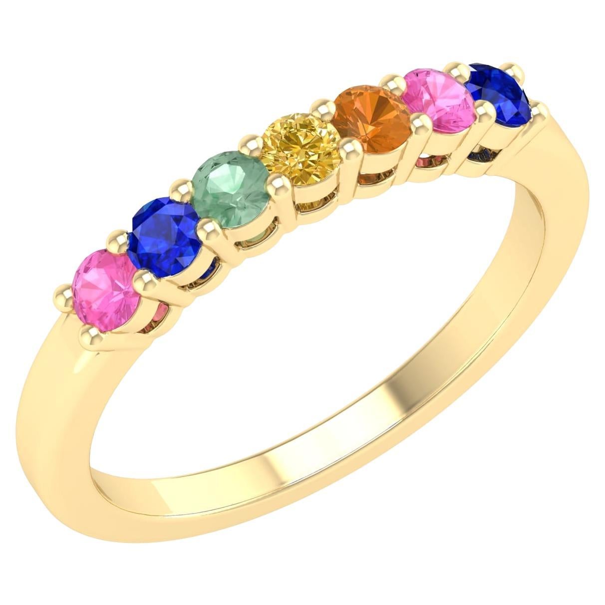 18 Karat Yellow Gold 0.5 Carat Multi-Sapphire Infinity Band Ring For Sale