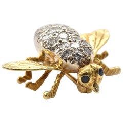 18 Karat Yellow Gold 0.50 Carat Diamond Bee Pin 4.53 Grams 18 Karat Yellow Gold 0.50 Carat Diamond Bee Pin 4.53 Grams