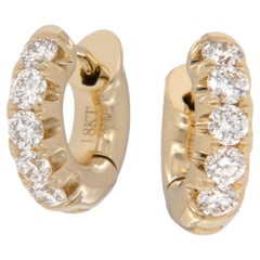 18 Karat Yellow Gold 0.50 Cttw Diamond "Mini "Huggy Hoop Earrings