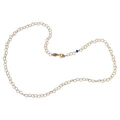 18 Karat Yellow Gold 0.51 Karat Bead Cut Sapphire Little Hearts Chain Necklace