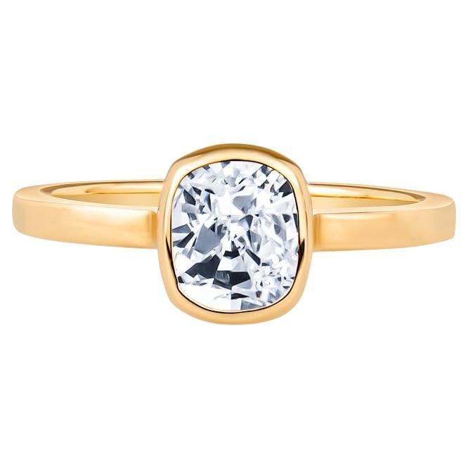 18 Karat Yellow Gold 0.56 Carat Diamond Bezel Set Ring  For Sale