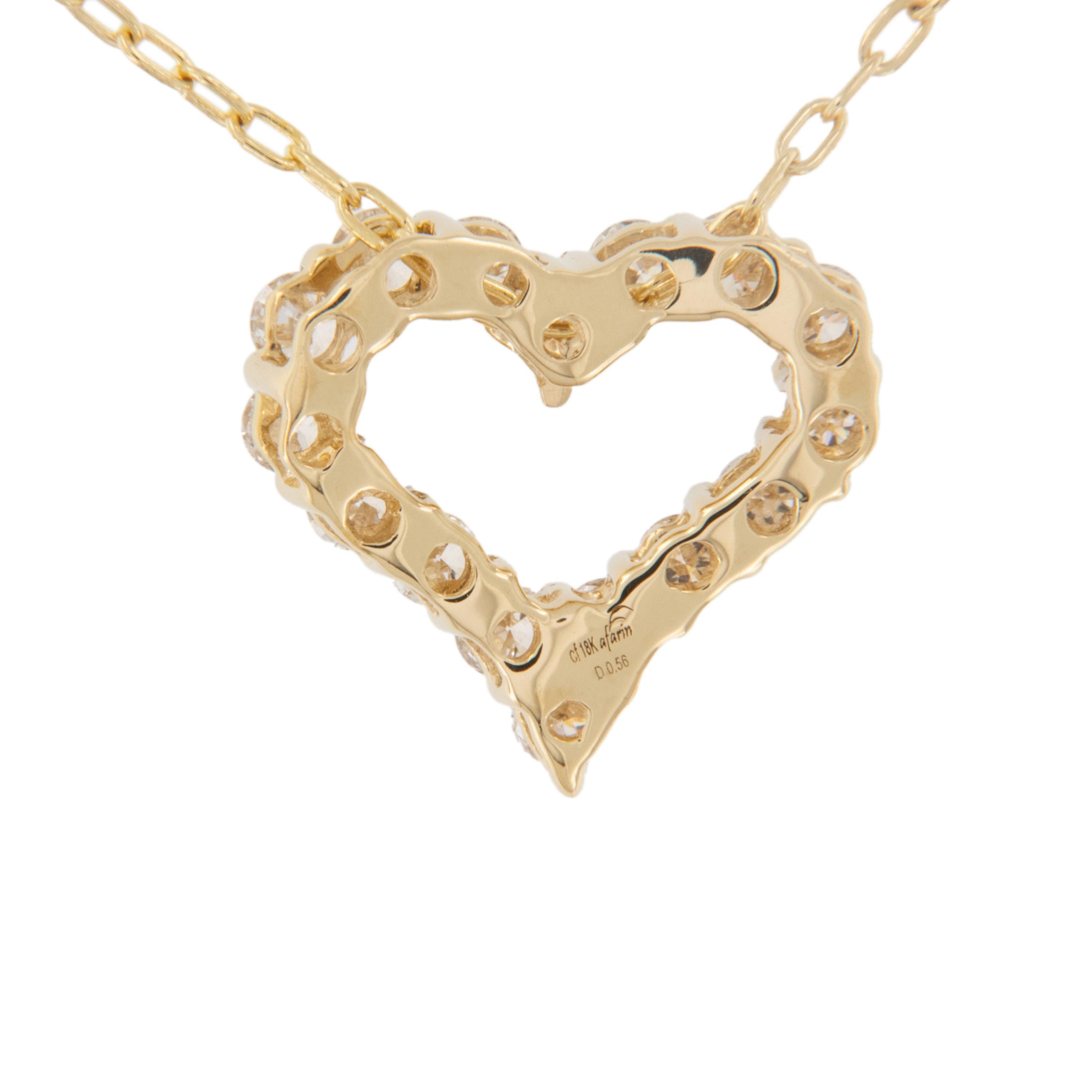 Taille ronde Collier en or jaune 18 carats avec diamants 0,56 carat en vente