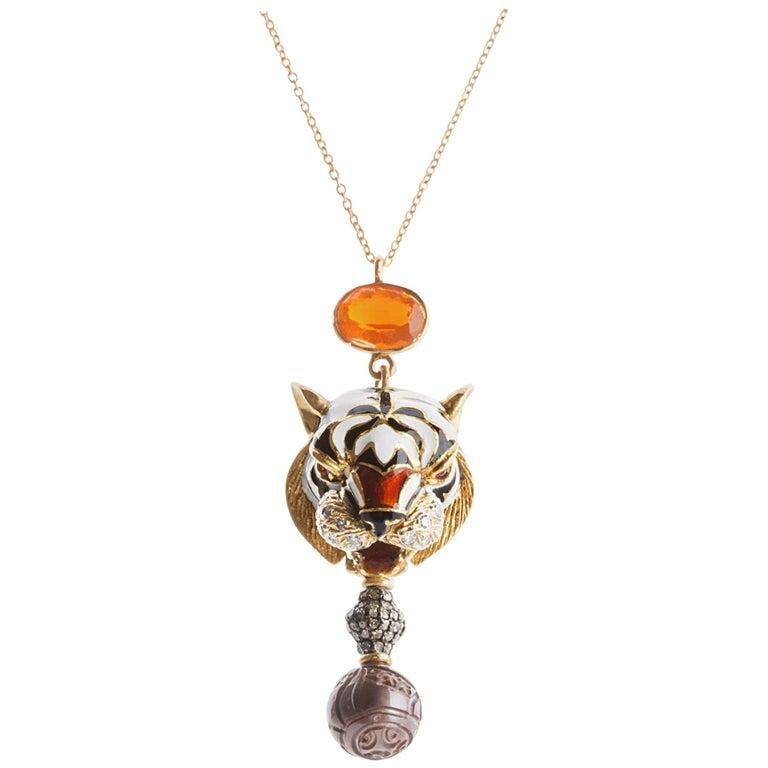Modern Available now Rossella Ugolini Tiger Pendant Necklace Bold Expression For Sale