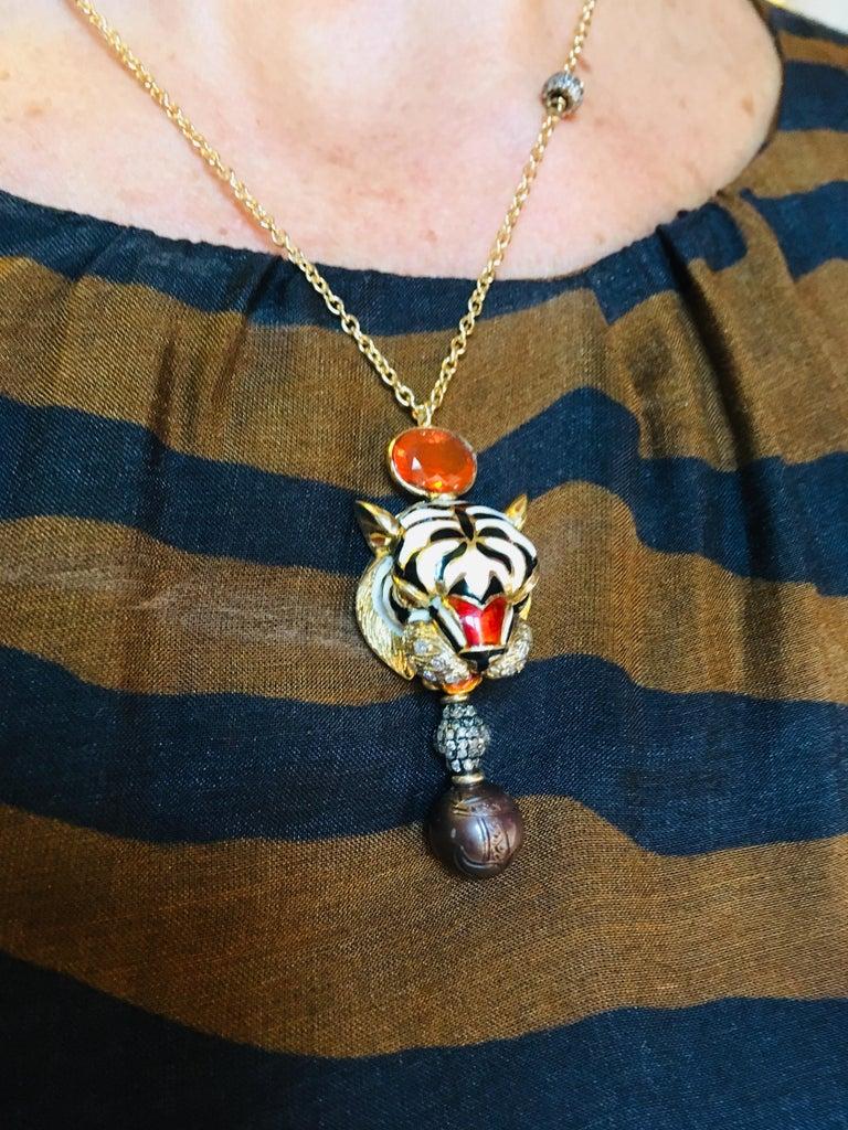 Unique Statement: One-of-a-Kind Rossella Ugolini Tiger Pendant Necklace In New Condition For Sale In Rome, IT