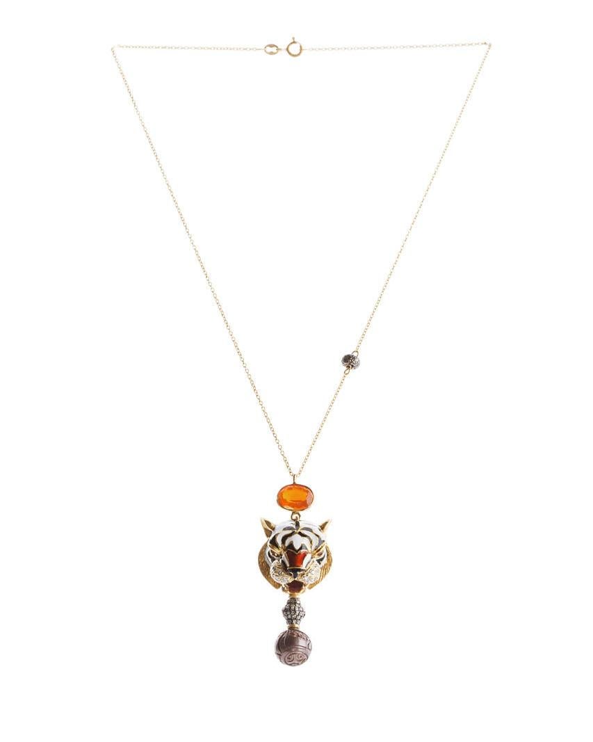 Women's or Men's Unique Statement: One-of-a-Kind Rossella Ugolini Tiger Pendant Necklace For Sale