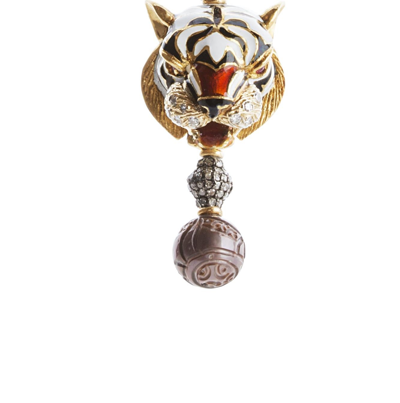 Unique Statement: One-of-a-Kind Rossella Ugolini Tiger Pendant Necklace For Sale 4