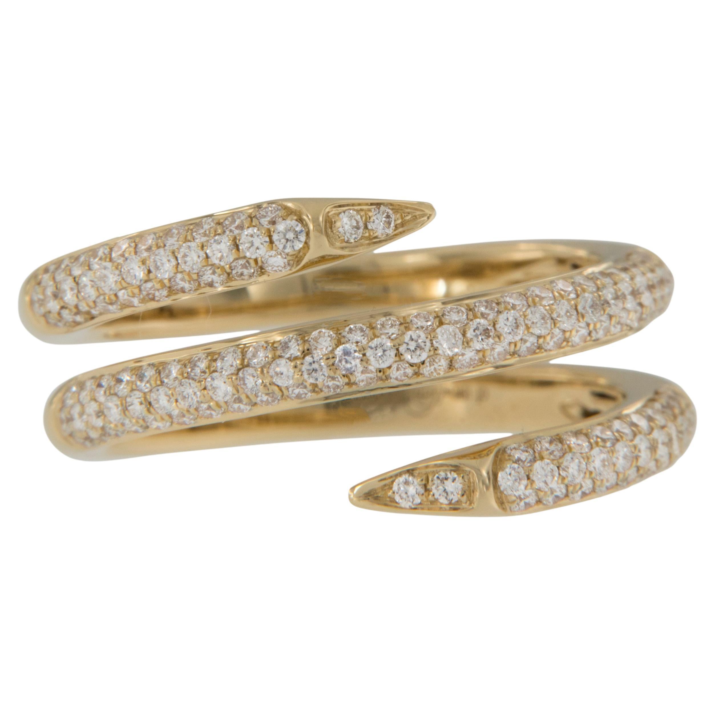 18 Karat Yellow Gold 0.67 Cttw. Pave' Diamond 3 Row Wrap Around Fashion Ring For Sale