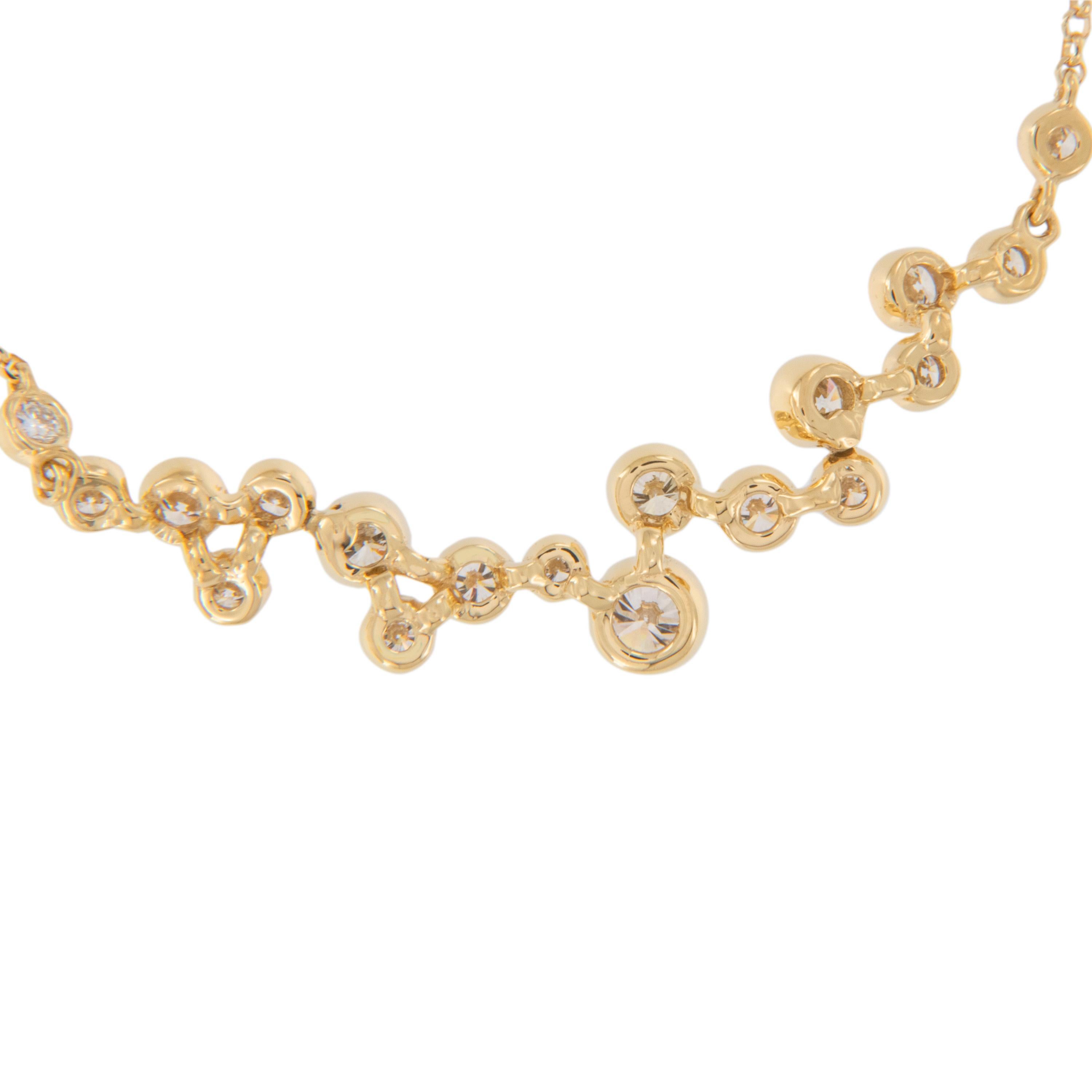 Taille ronde Or jaune 18 carats 0,69 ct. pt. Collier bulles de diamants en vente