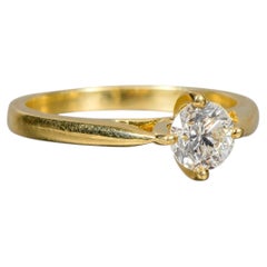 18 Karat Yellow Gold 0.70 Carat Diamond Brilliant-Cut Solitaire Engagement Ring