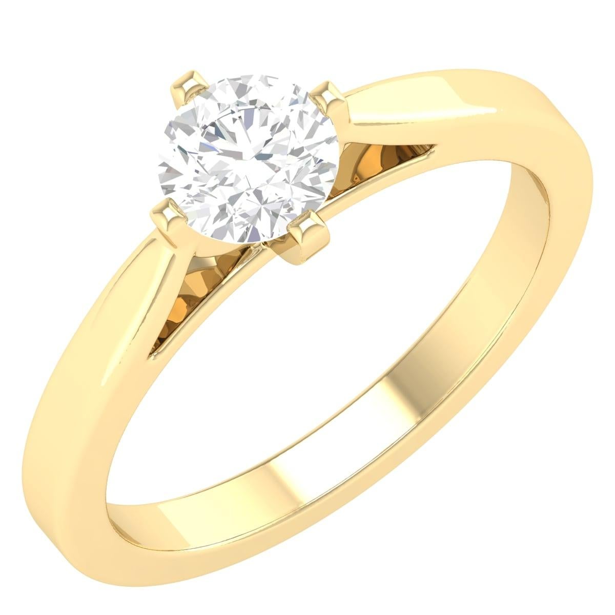18 Karat Gelbgold 0,74 Karat Diamant Solitär-Ring im Zustand „Neu“ im Angebot in Jaipur, IN