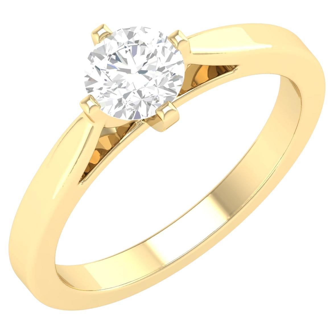 18 Karat Yellow Gold 0.74 Carat Diamond Solitaire Ring For Sale