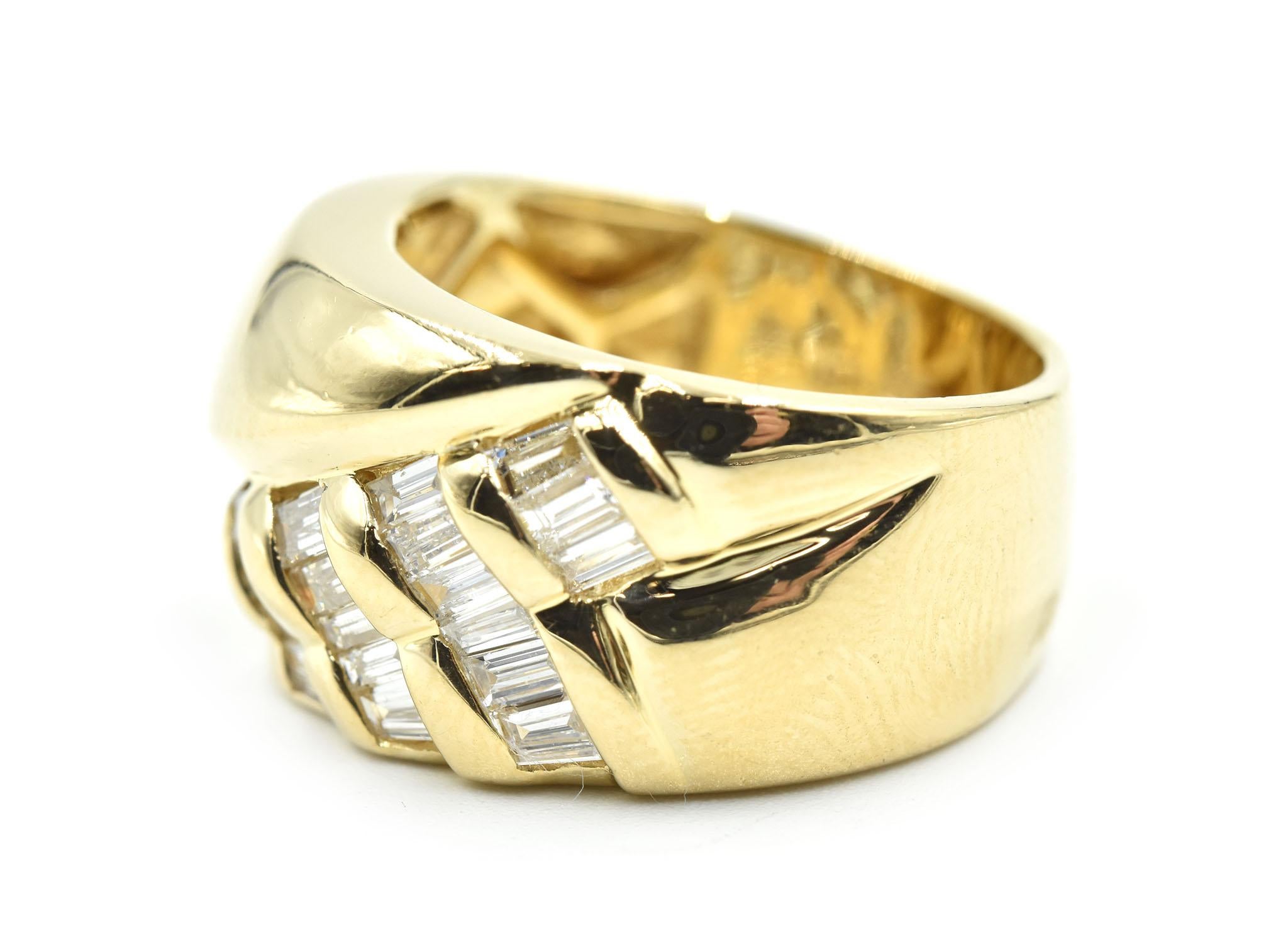 18 Karat Yellow Gold, 0.75 Carat Baguette Diamond Cocktail Band, 13.5 Grams (Baguetteschliff)