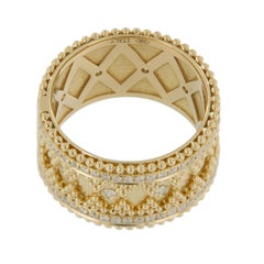 Anello a fascia larga in oro giallo 18 carati con diamante da 0,80 ctw