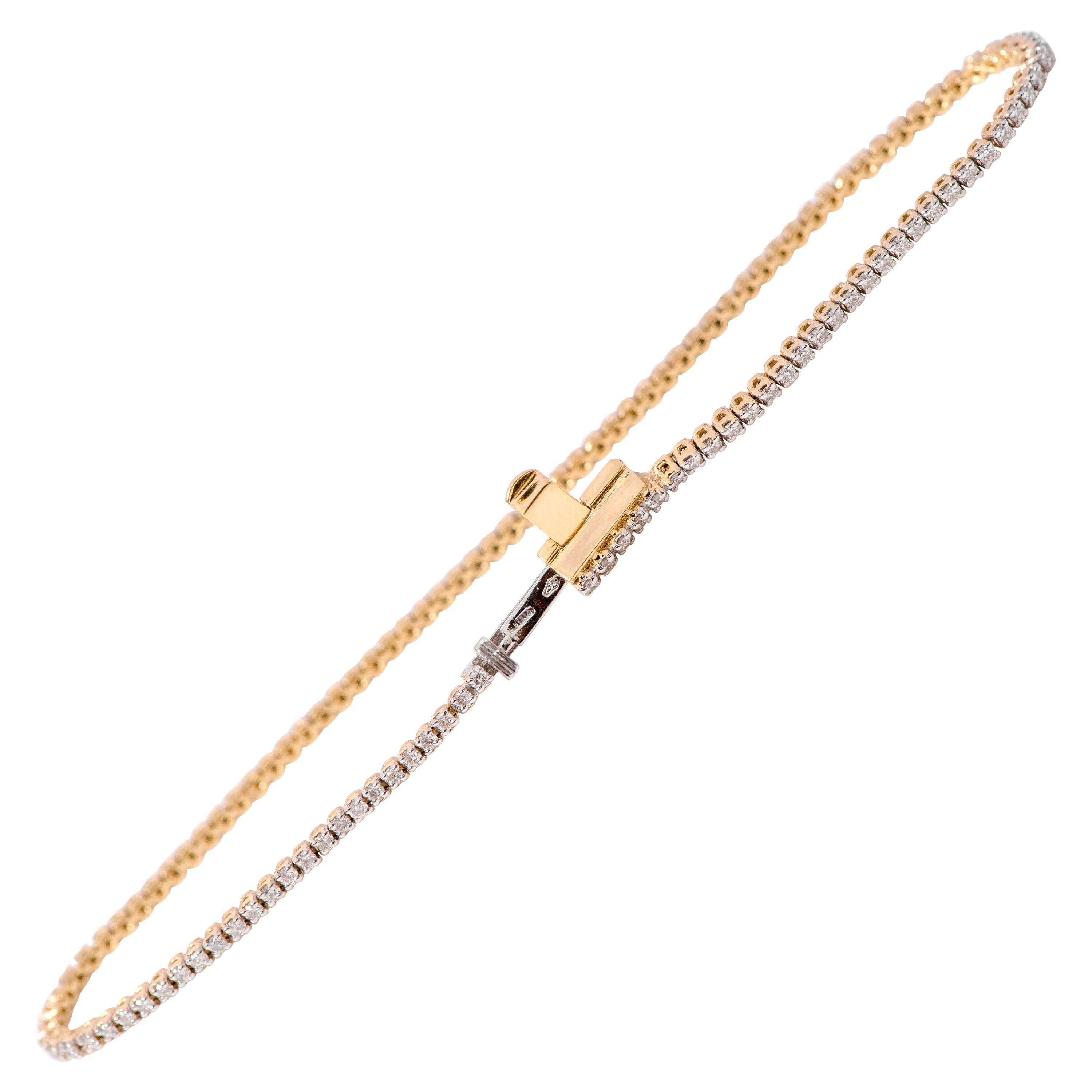 18 Karat Yellow Gold 0.81 Carat Brilliant-Cut Diamond Tennis Bracelet