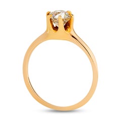 Bague de fiançailles ancienne de succession en or jaune 18 carats avec diamants de 0,81 carat