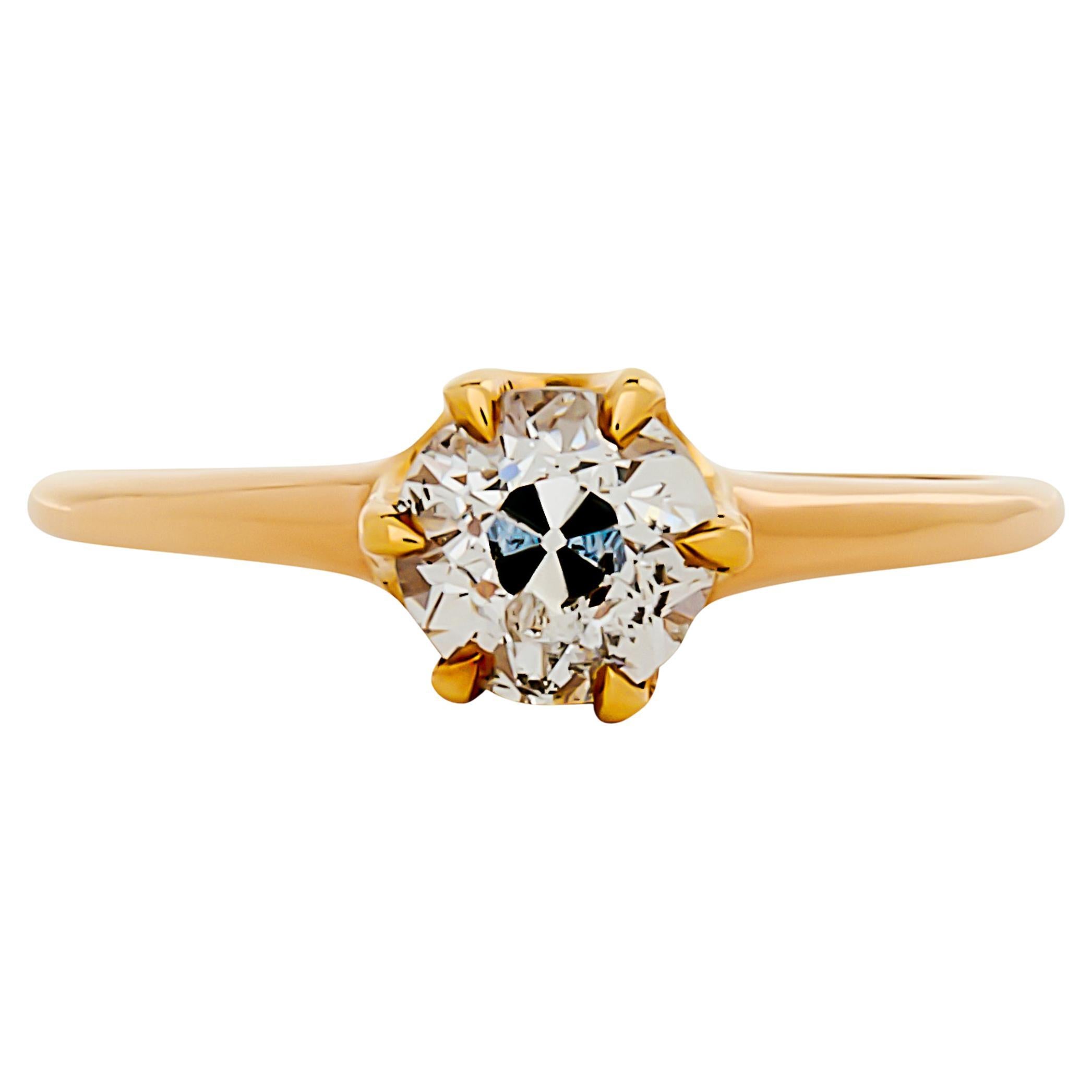 18 Karat Yellow Gold 0.81 carat Diamond Vintage Estate Engagement Ring