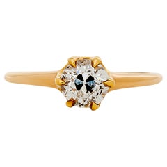 Anello di fidanzamento in oro giallo 18 carati con diamanti vintage da 0,81 carati