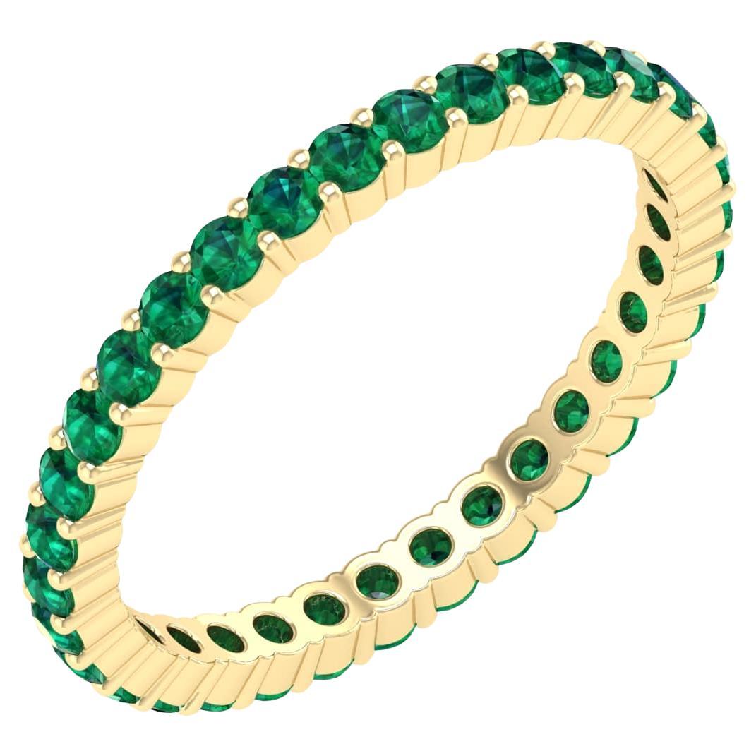 18 Karat Yellow Gold 0.85 Carat Emerald Eternity Ring For Sale