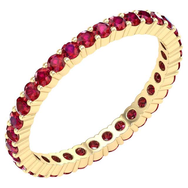 2 Carat Ruby Pave Eternity Ring in 18 Karat Yellow Gold For Sale at ...