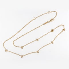 18 Karat yellow Gold 0.85 Cttw Diamond Rondel Station Necklace