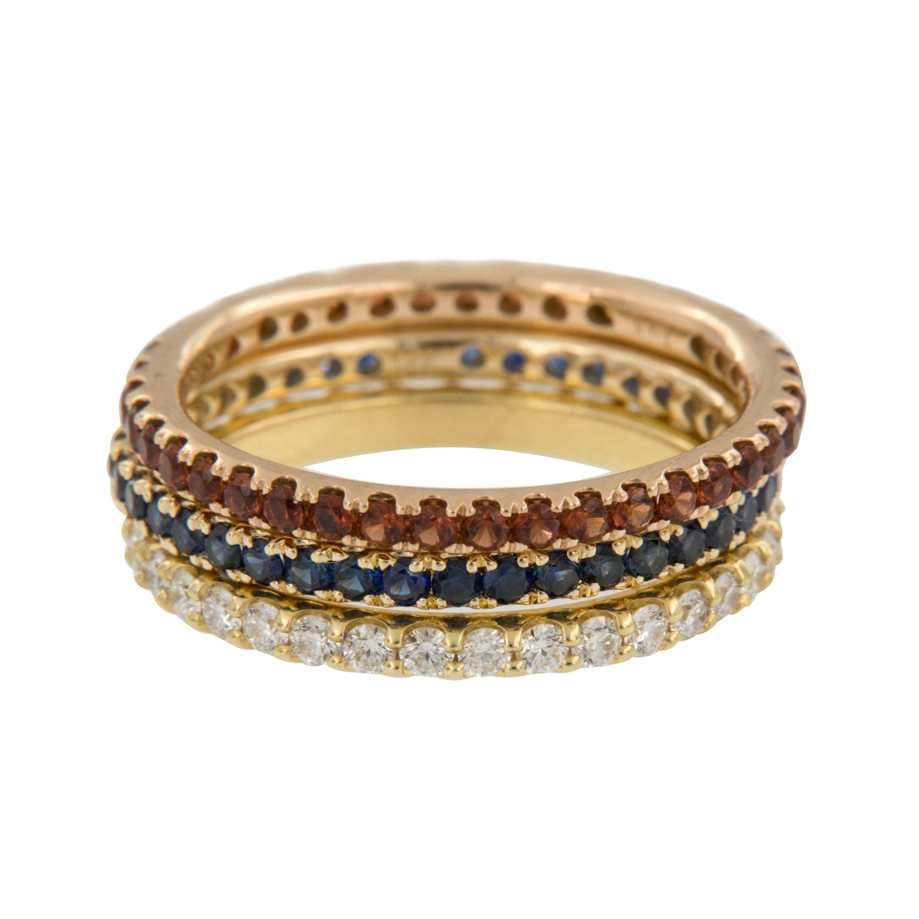 18 Karat Yellow Gold 0.78 Cttw. Blue Sapphire Eternity Band Ring In New Condition For Sale In Troy, MI