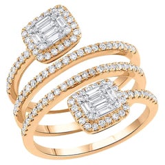 18 Karat Yellow Gold 0.88 Carat Total Weight Diamond Spiral Ring