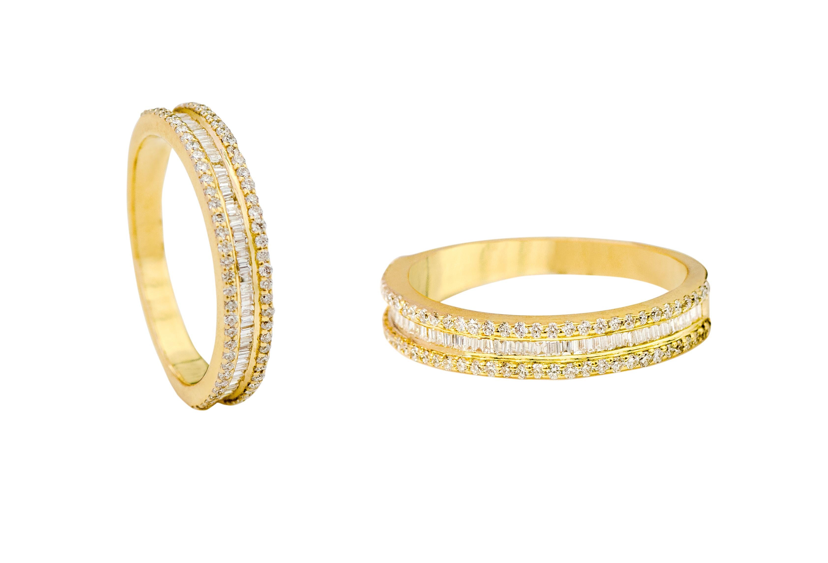 Contemporary 18 Karat Yellow Gold 0.89 Carat Diamond Eternity Half-Band Ring For Sale