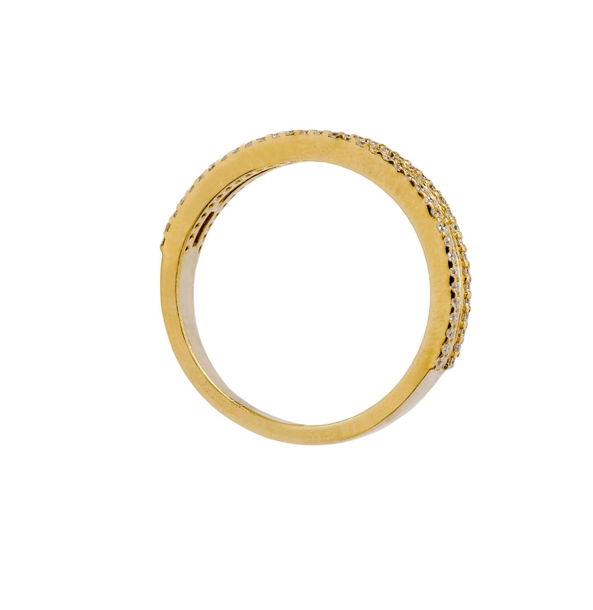 18 Karat Yellow Gold 0.89 Carat Diamond Eternity Half-Band Ring In New Condition For Sale In Jaipur, IN