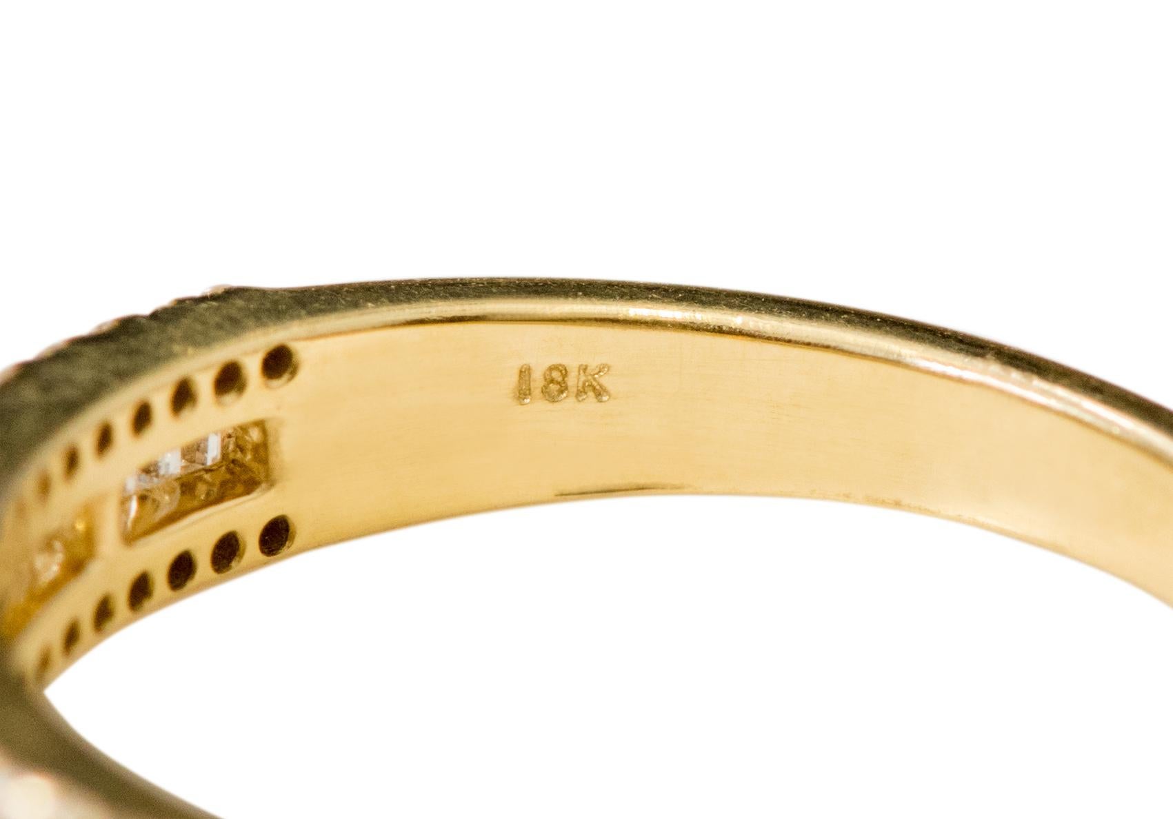 Women's 18 Karat Yellow Gold 0.89 Carat Diamond Eternity Half-Band Ring For Sale