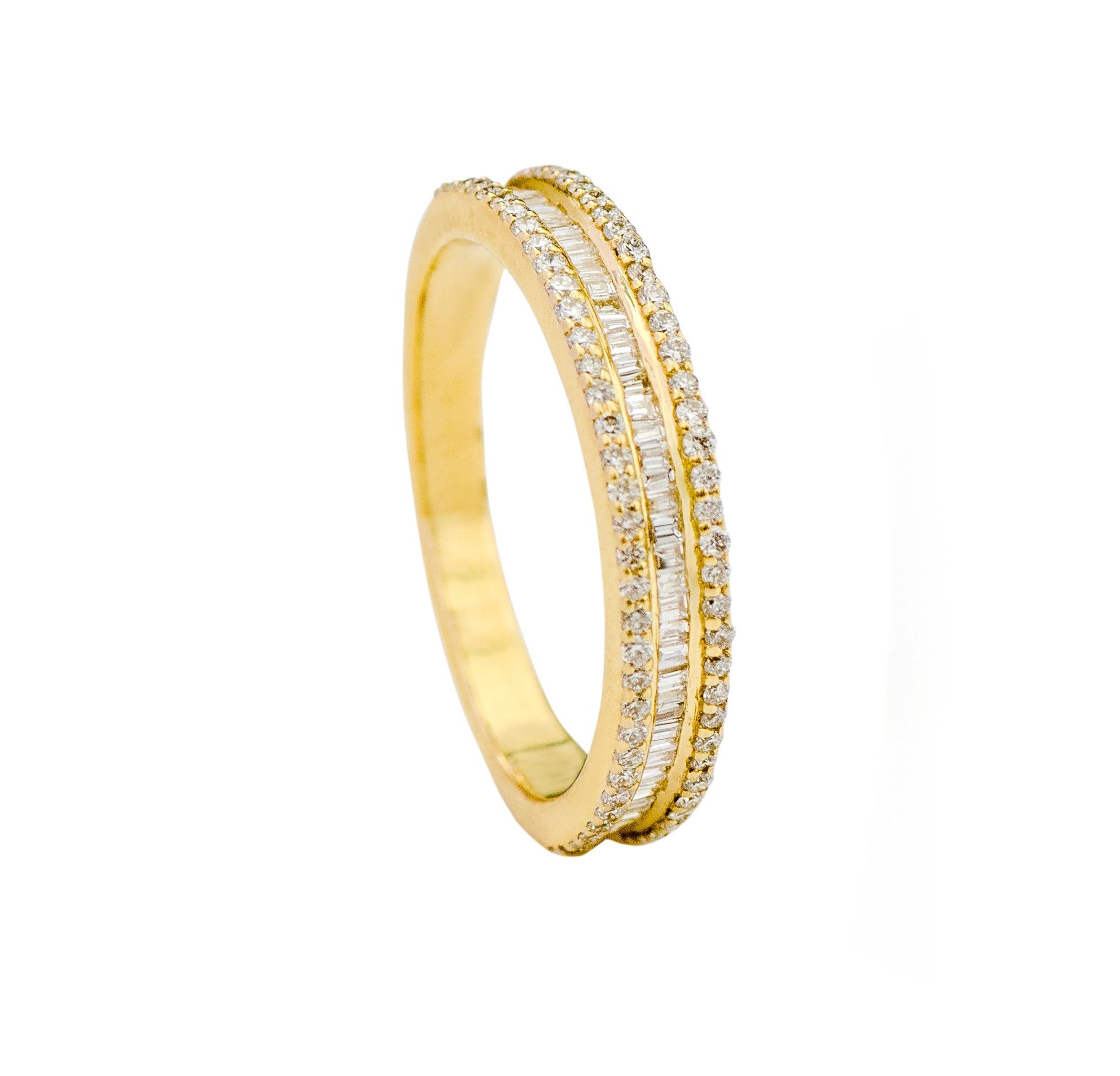 18 Karat Yellow Gold 0.89 Carat Diamond Eternity Half-Band Ring For Sale 1