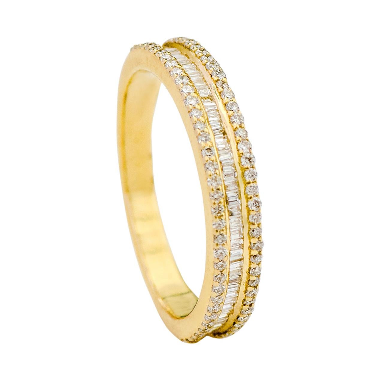 Bague demi-anneau d'éternité en or jaune 18 carats avec diamants de 0,89 carat